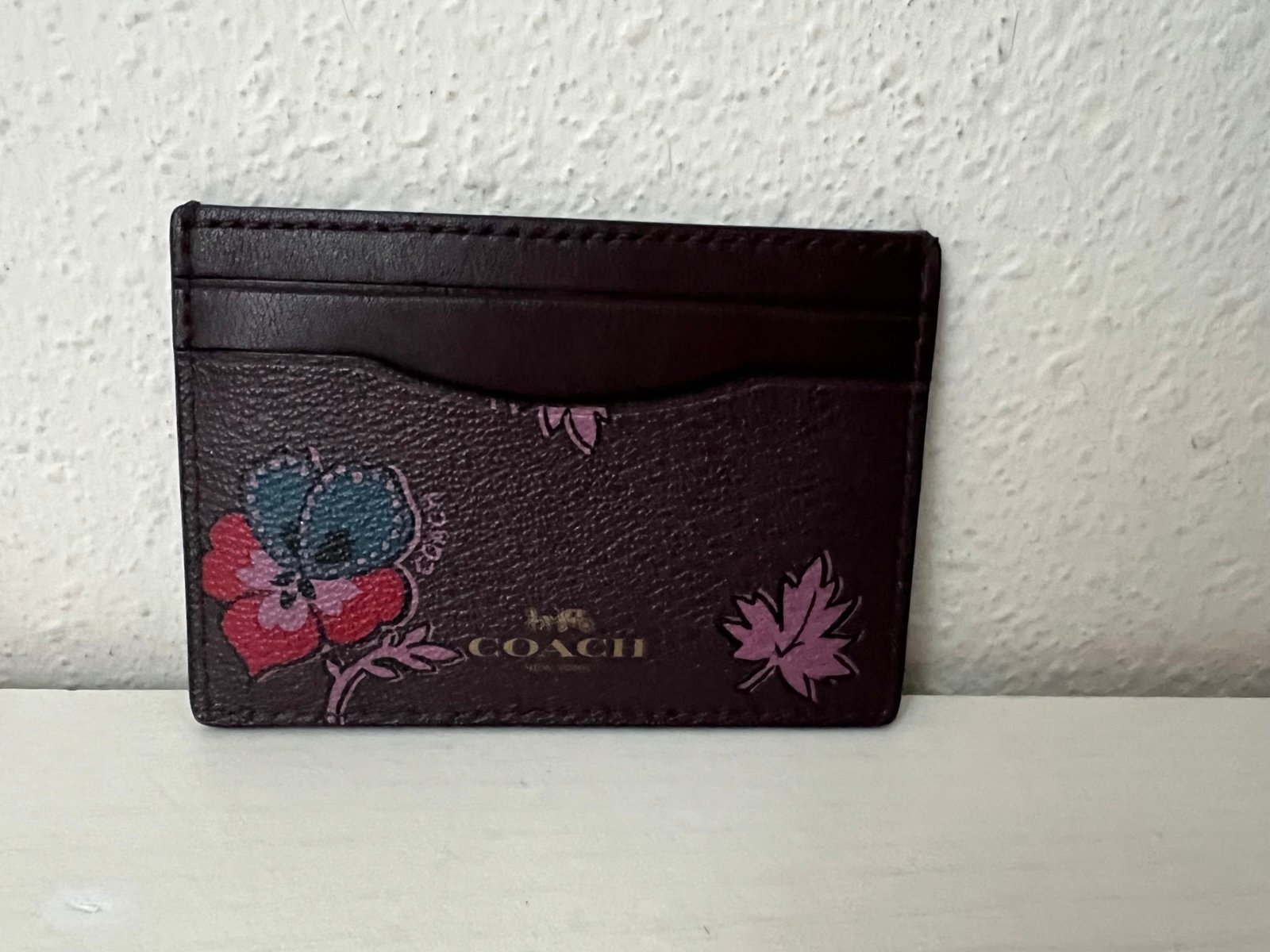 Coach Slim Card Case Cardholder Wallet Wildflower Print F12773 EUC