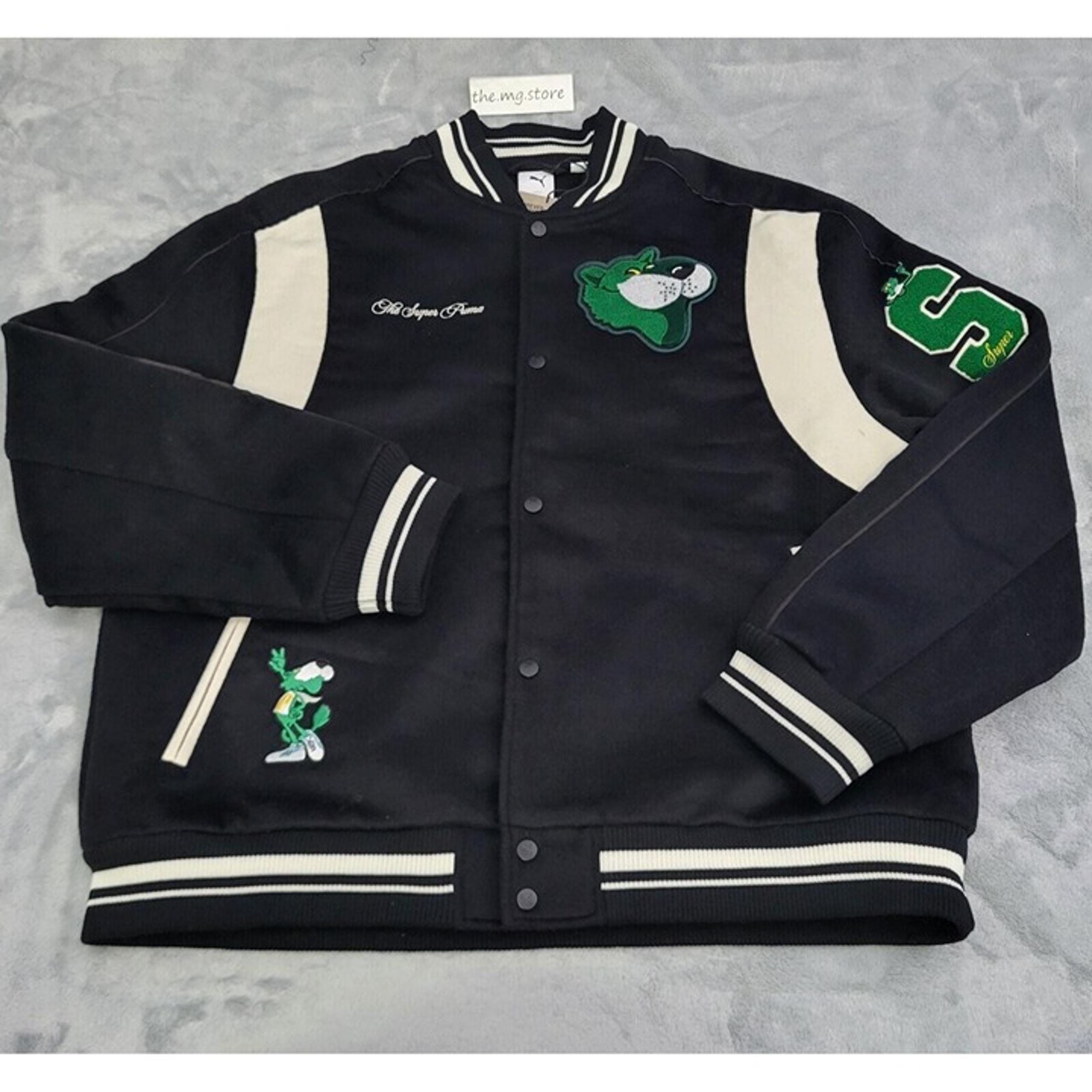 Puma The Mascot T7 College Wool Jacket 535796-01 Black Mens Size XL NWT