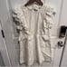 Sezane White Chacha Ruffled Lace Eyelet Dress XS 34 Bridal Summer Graduation