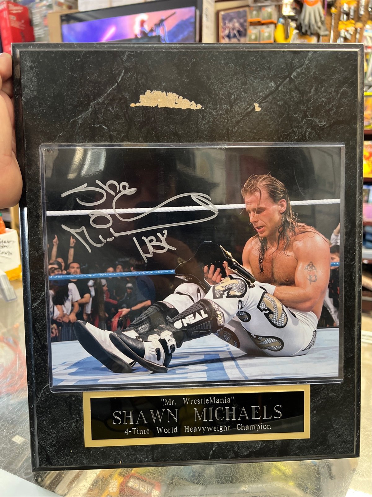 Vintage Shawn Michaels HBK Signed Auto Picture Frame WWE WWF Mr. Wrestlemania
