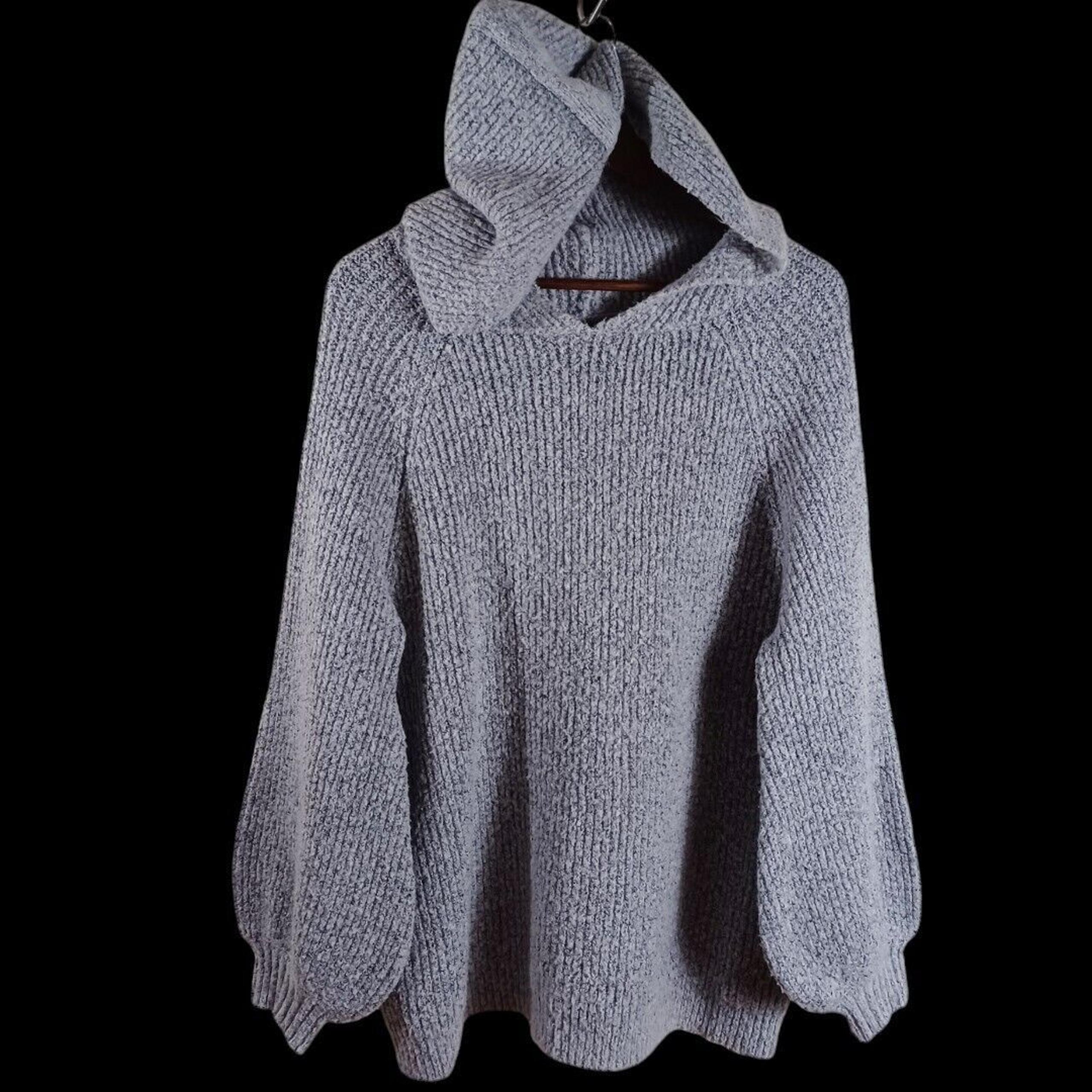 Love By Design Hooded Gray Knit Balloon Sleeve Sweater Women's Sz XXL Pullover