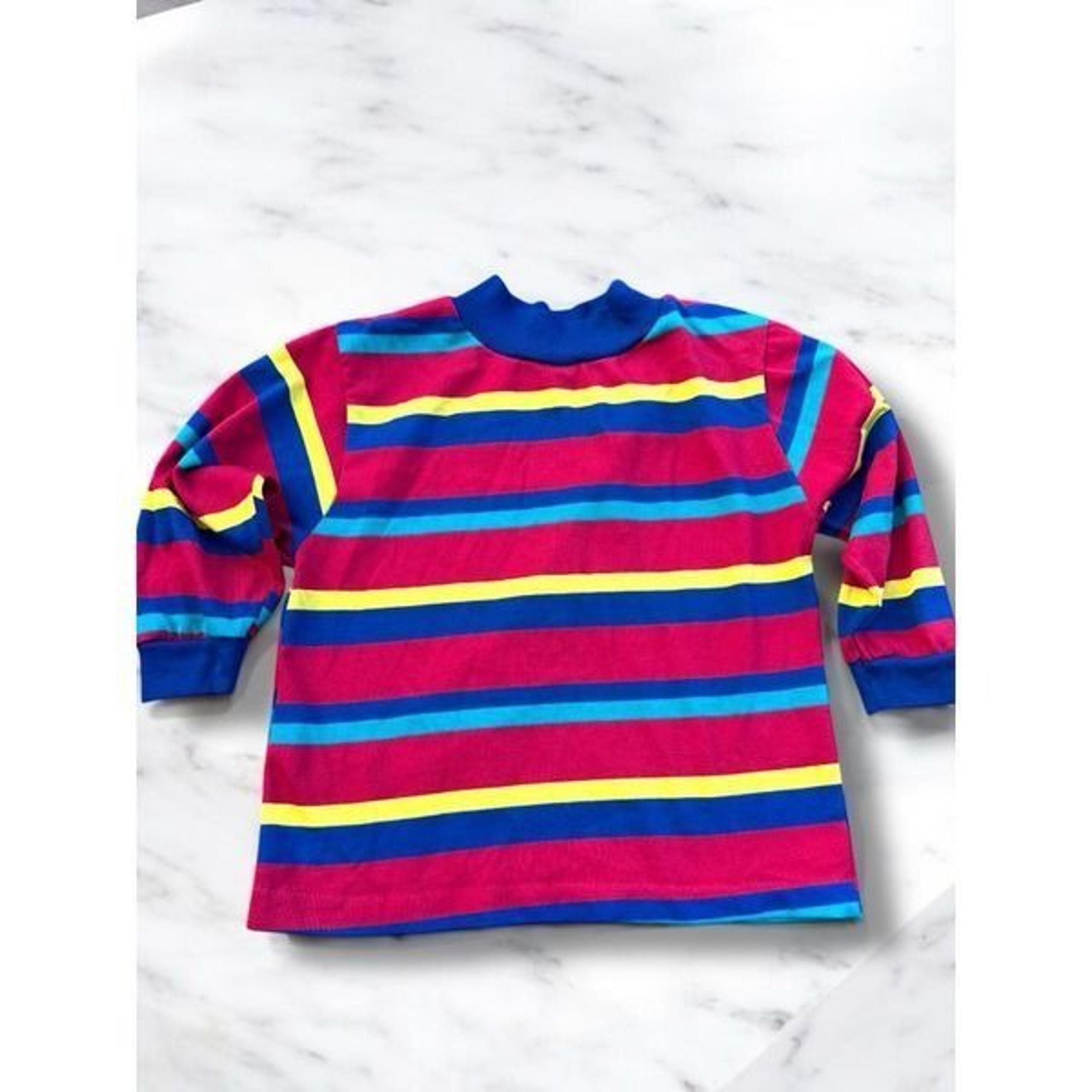 Vintage 80s Health-Tex Multi Color Stipe Long Sleeve Turtle Neck Shirt Size 4