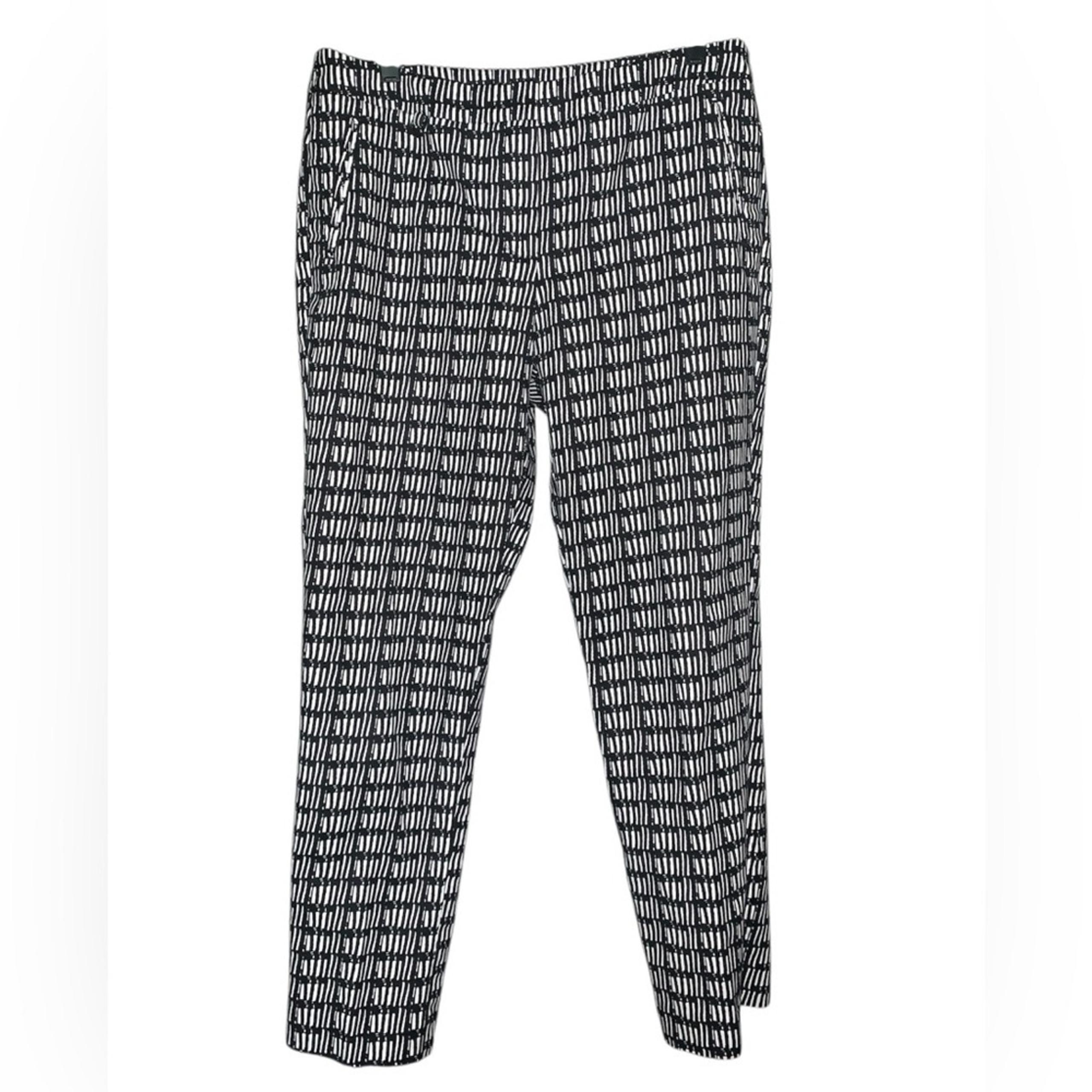 Adrianna Papell Black And White Patterned Tapered Dress Pants Size 8
