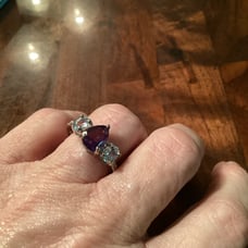 Ladies Natural Amethyst & Blue Topaz w/ diamonds dinner ring