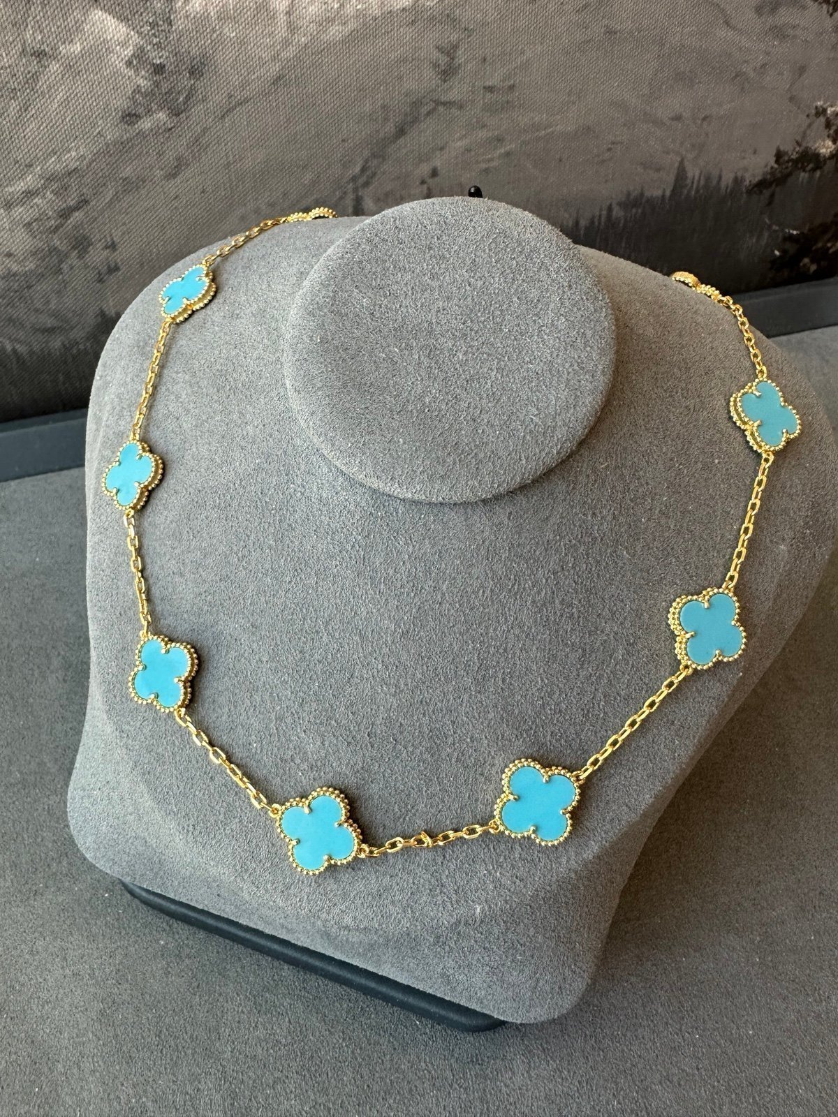 Clover necklace 925 silver 18k gold plated 10 motifs clover necklace turquoise