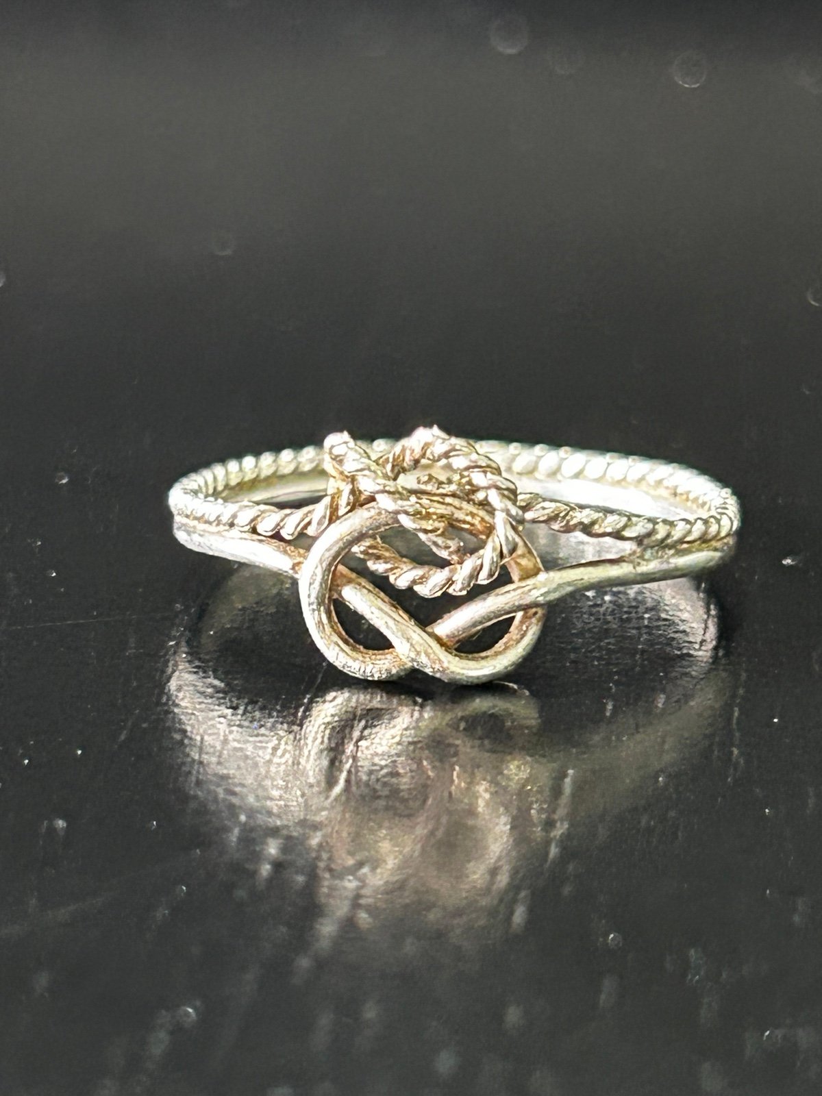 Vintage Ring Size 7.5 Silver 925 Infinity Double Knot Twist Stacked Spacer