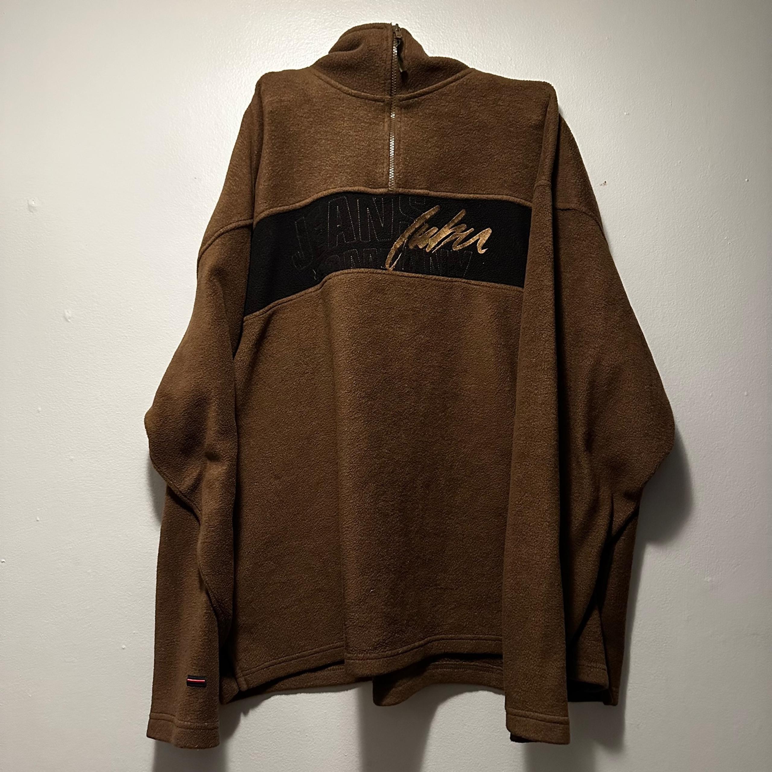 FUBU Jeans vintage brown fleece half zip sweater rare mocha men’s XXL 2000ish 90