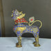 Antique Tibetan Brass Foo Dog Perfume Bottle W/ Coral & Lapis Lazuli Inlay *RARE