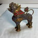 Antique Tibetan Brass Foo Dog Perfume Bottle W/ Coral & Lapis Lazuli Inlay *RARE