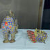 Antique Tibetan Brass Foo Dog Perfume Bottle W/ Coral & Lapis Lazuli Inlay *RARE