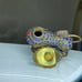 Antique Tibetan Brass Foo Dog Perfume Bottle W/ Coral & Lapis Lazuli Inlay *RARE