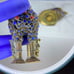 Antique Tibetan Brass Foo Dog Perfume Bottle W/ Coral & Lapis Lazuli Inlay *RARE