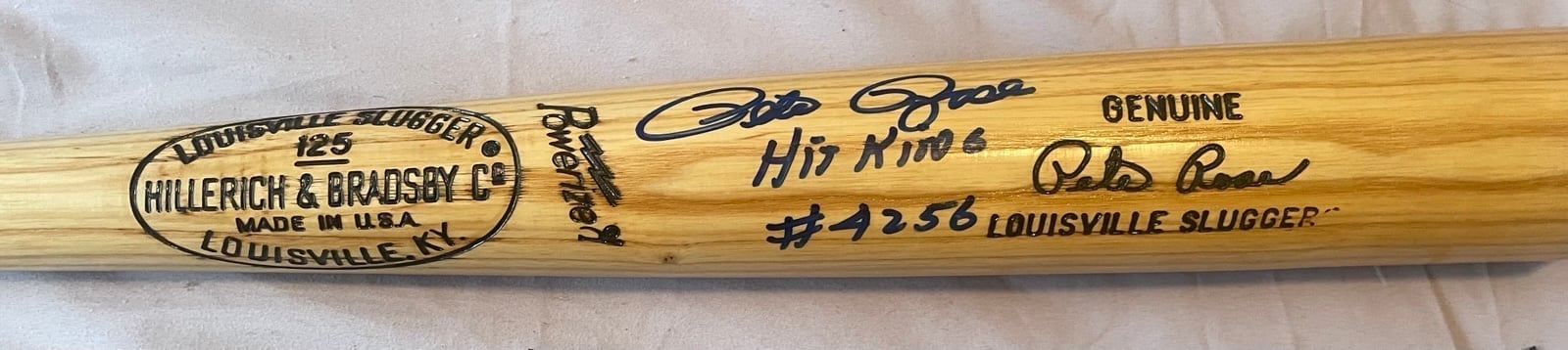 Pete Rose autographed baseball bat hit king