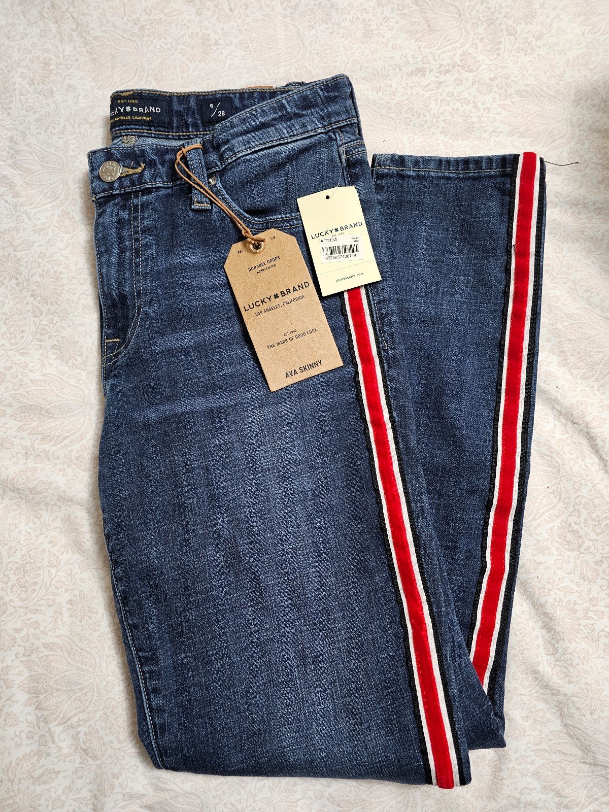 Lucky Brand Ava Skinny Ankle Jeans w/ Stripe