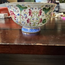 6 Marked China Chinese dynasty Wucai porcelain lotus flower statue Tea cup Bowl