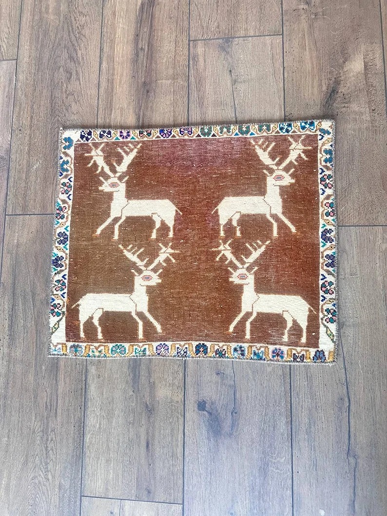 Turkish Rug Oushak Rug - antique rug , vintage rug ,1.8 x 1.5ft , oushak rug