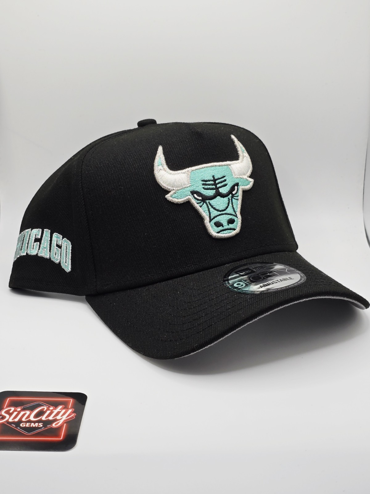 Rare Chicago Bulls Teal Mint Black NEW ERA 9FORTY A-Frame Snapback Hat