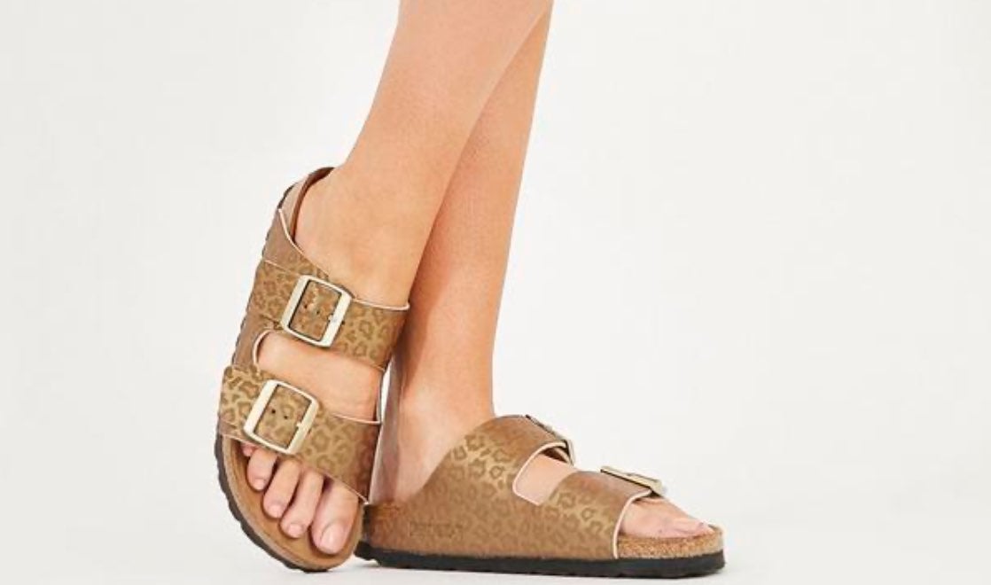 leopard print birkenstock style sandals