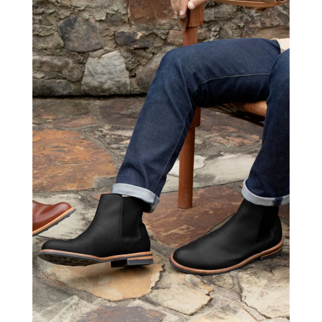 NISOLO MEN'S JAVIER LEATHER CHELSEA BOOTS BLACK SZ 9.5 260 NIB