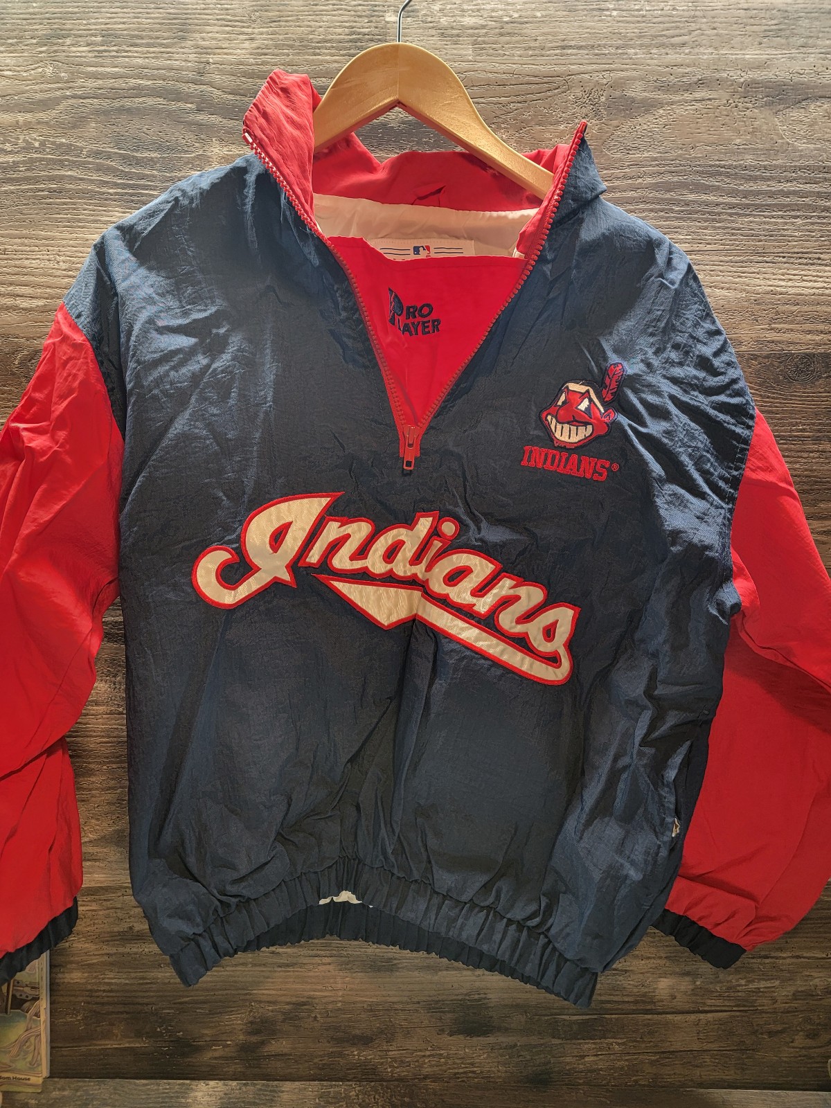 Pro Player Cleveland Indians Windbreaker Jacket YOUTH SZ L Vtg MLB