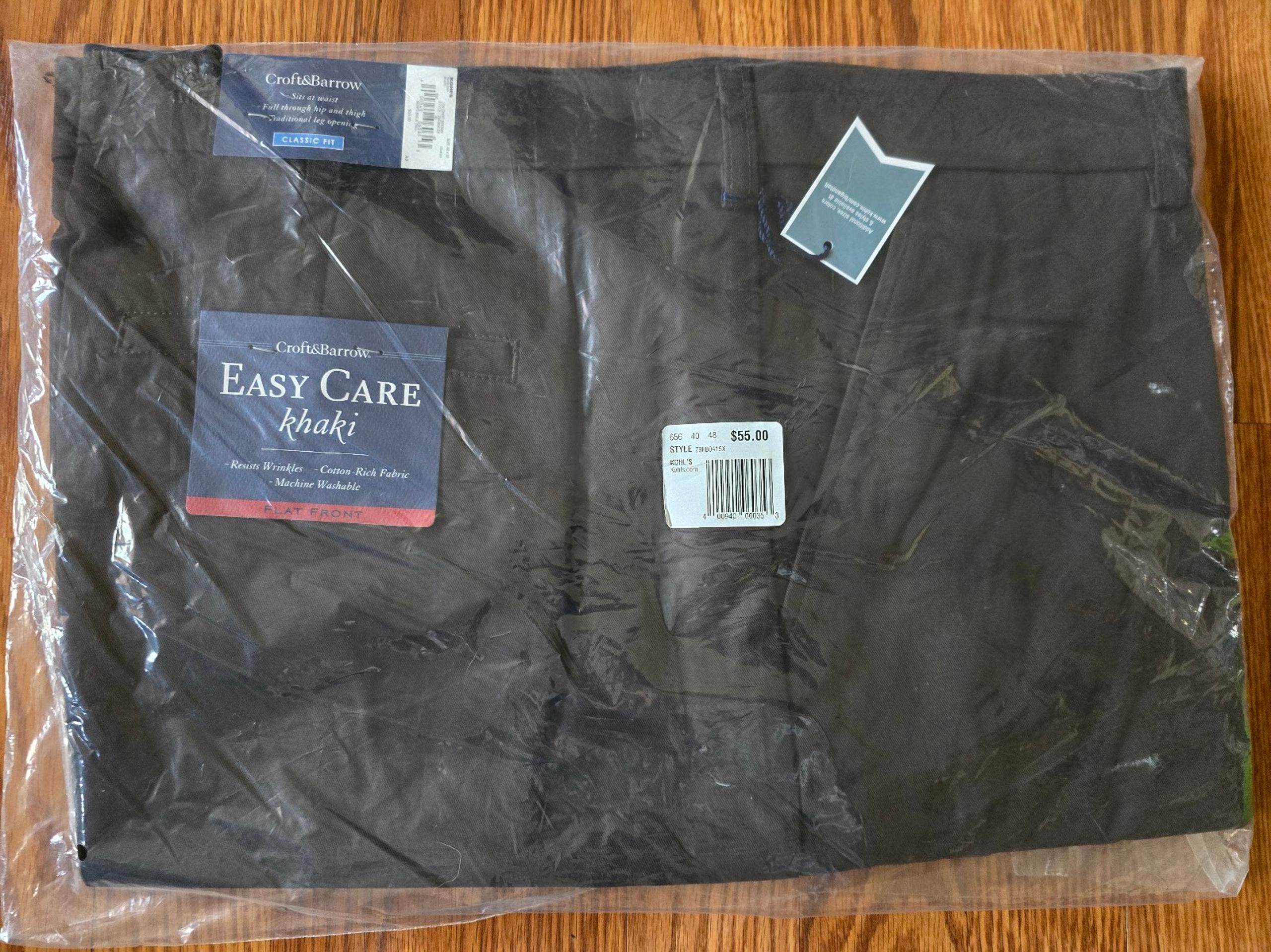 Men's 48×32 Croft & Barrow Dress Pants Slacks Chinos NWT Chocolate Brown