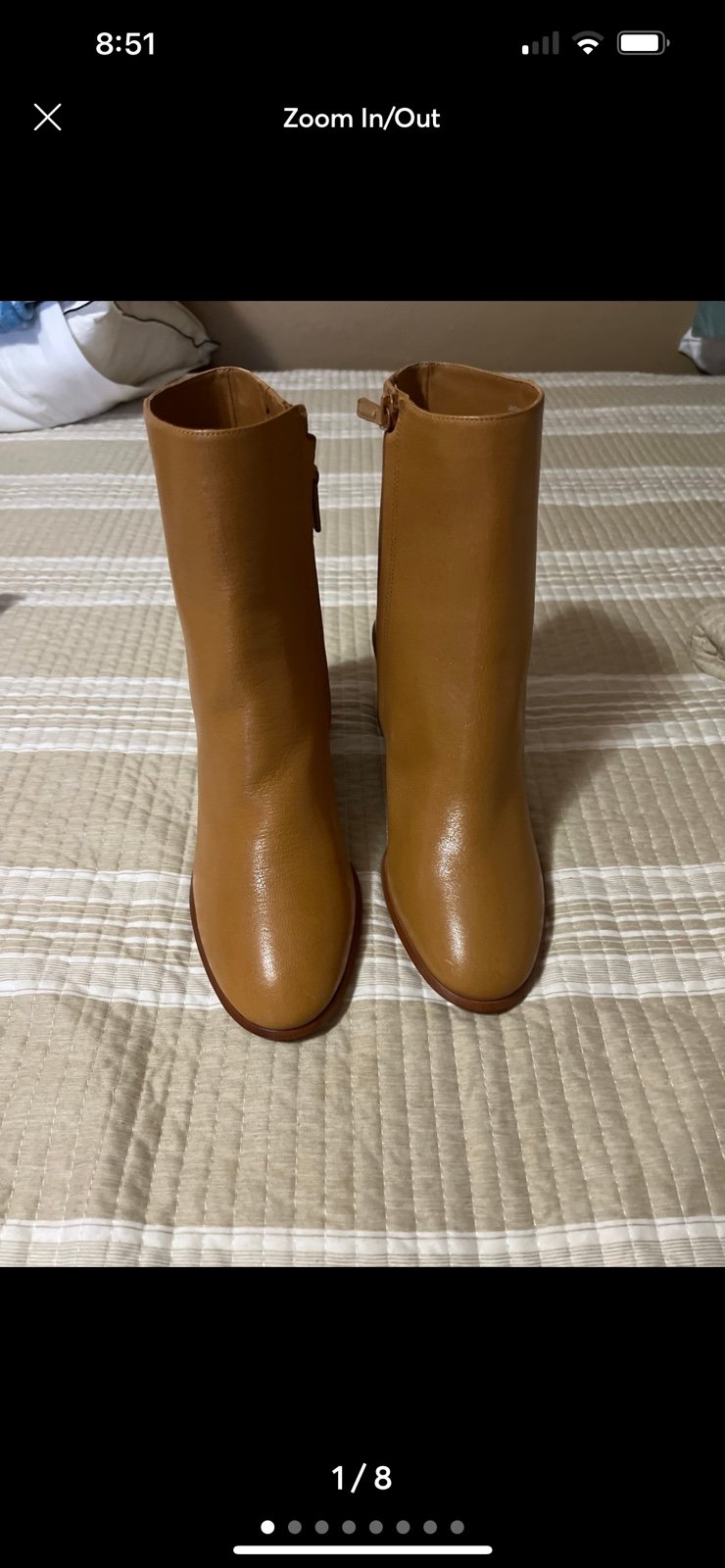 Like new condition 
Tory Burch brown Brooke stamped heel leather booties size 11