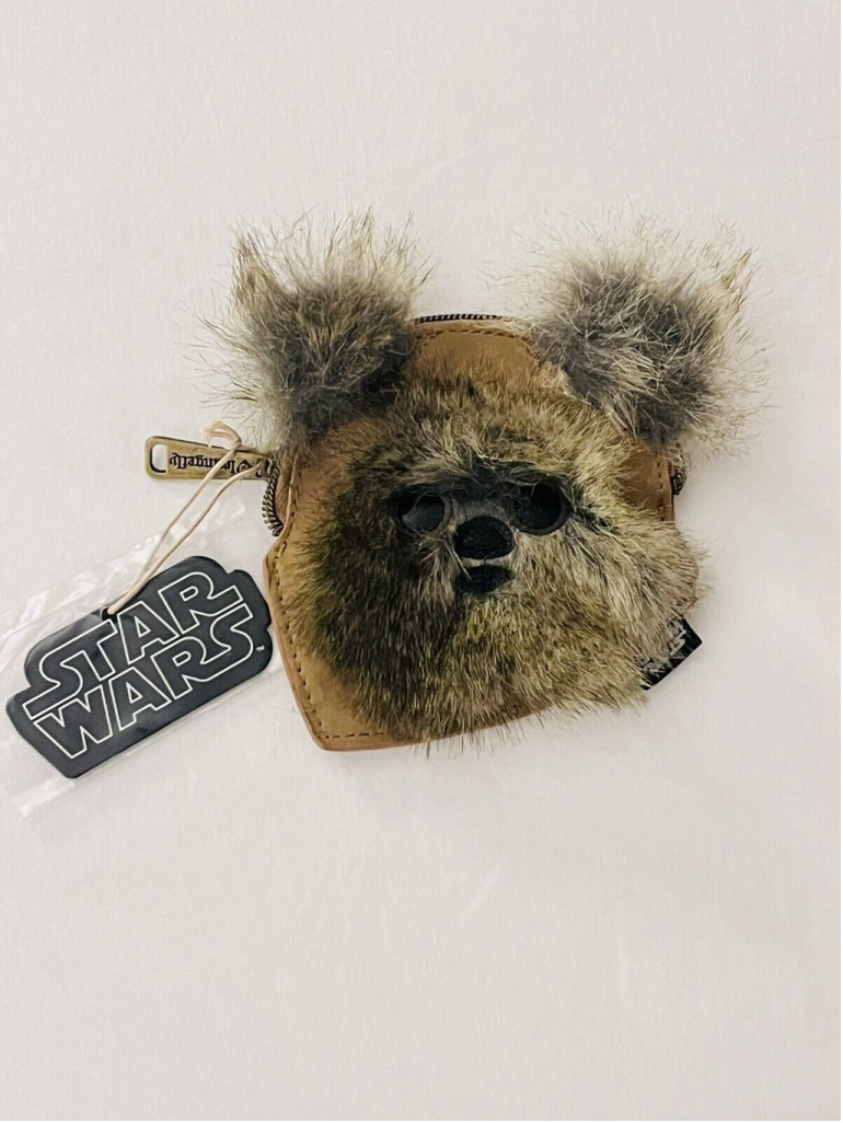 Loungefly Star Wars Ewok 4” zip coin purse fake fur leather NWT!