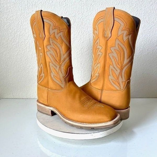 Lane Give it a Shot Mens Cowboy Boots Size 8 Western Square Toe Brown Leather