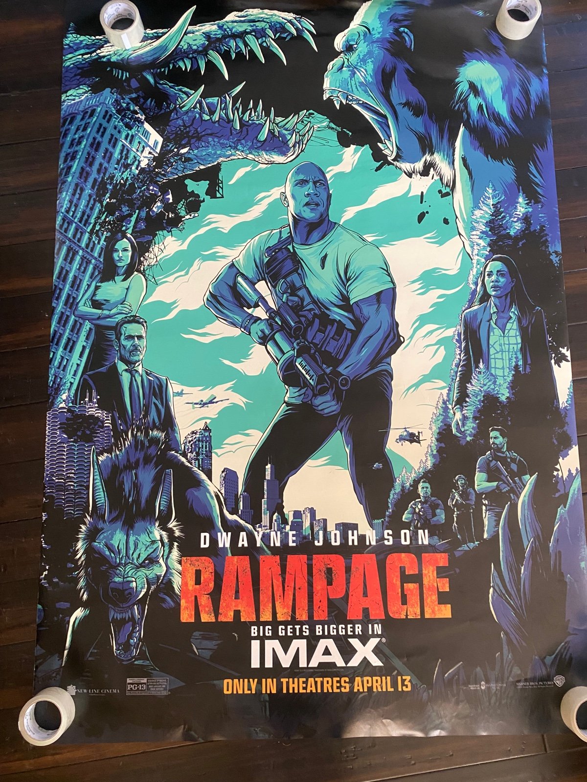 Rare Huge Rampage Dwayne Rock Johnson BUS STOP IMAX MOVIE POSTER 4X6 Video Game.