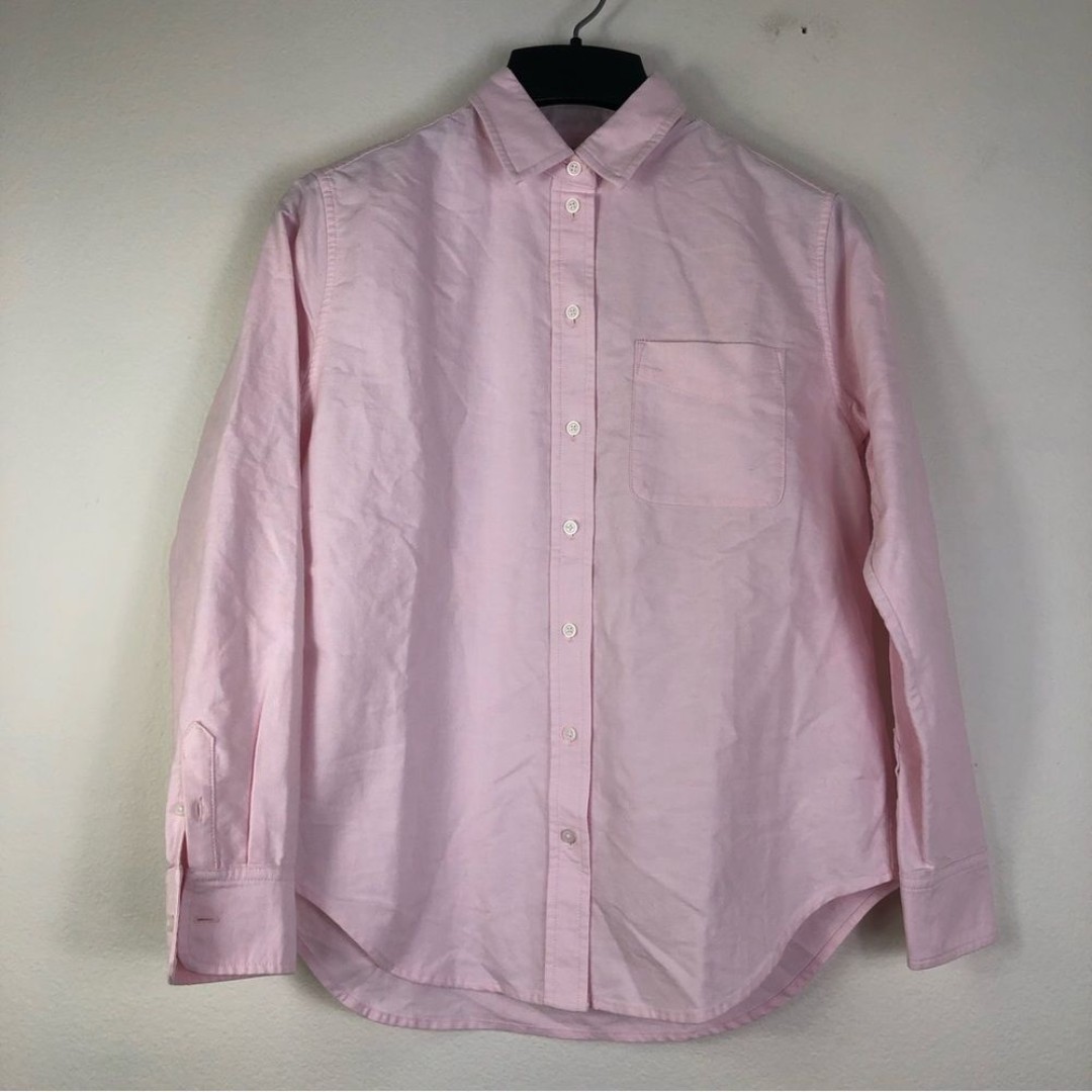 Everlane Shirt Women's 0 Pale Pink Relaxed Oxford 100% Organic Cotton Button