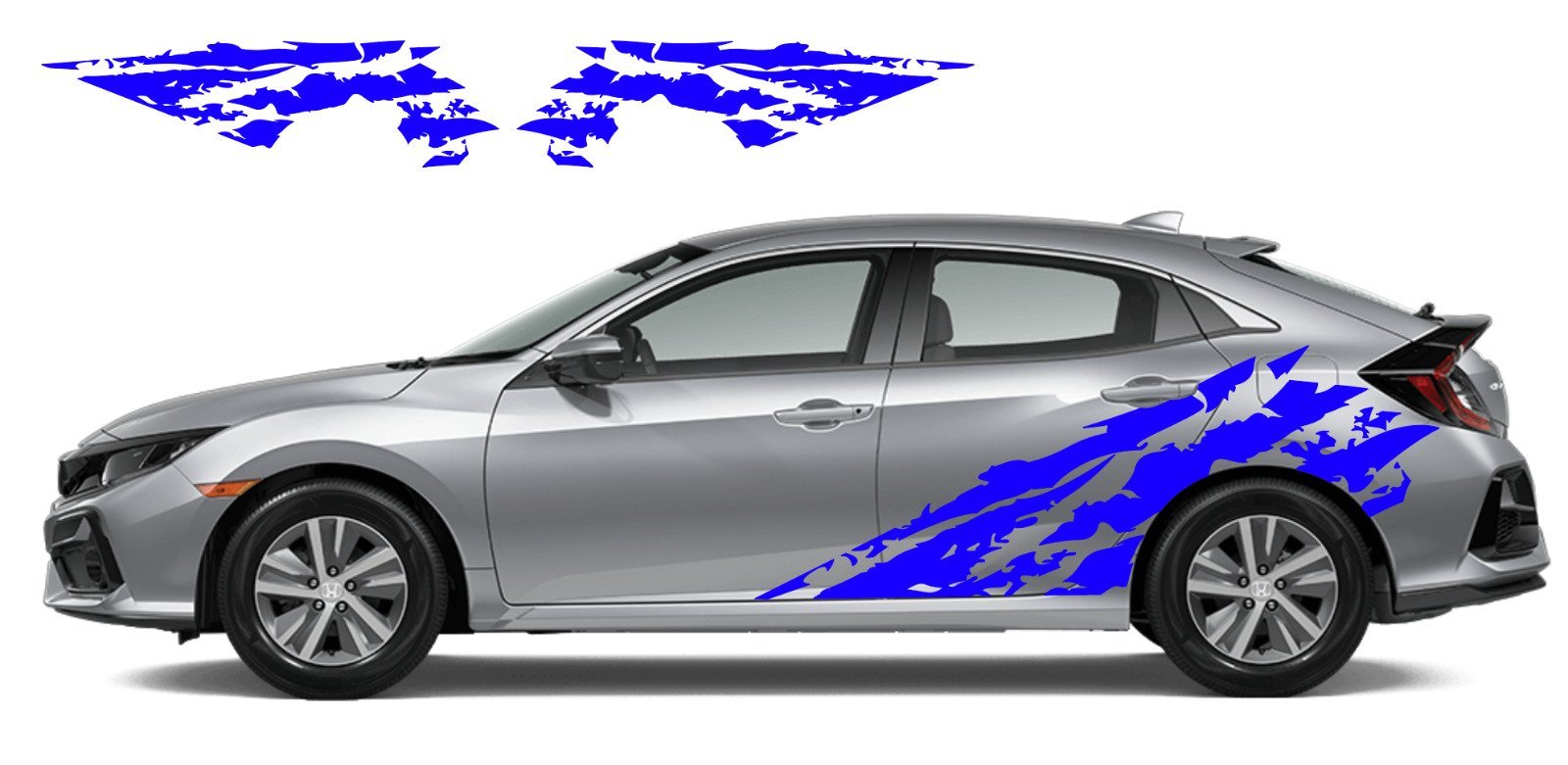 x2 Distressed Side Splash Vinyl Decals Fits 2021 Honda Civic EX Hatchback