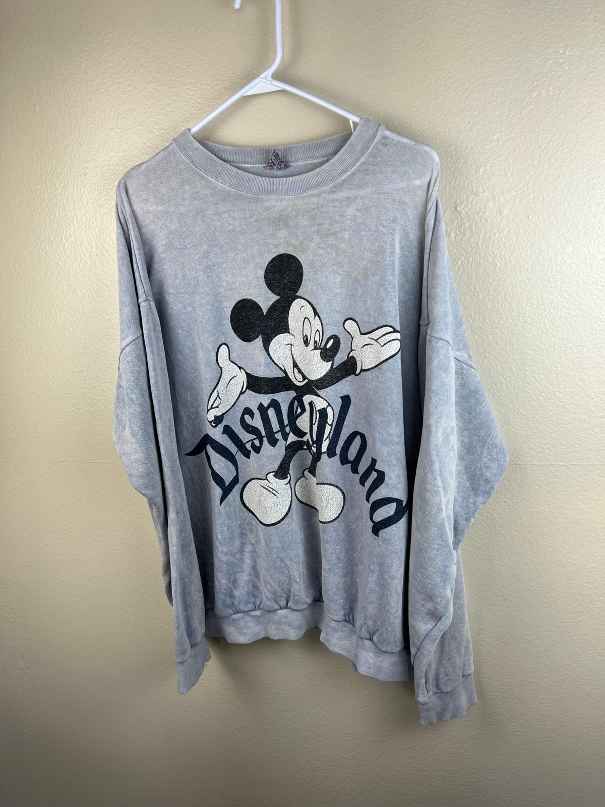 Vintage Disney DisneyLand Mickey Mouse Sweatshirt Mens  Graphic Blue Gray USA