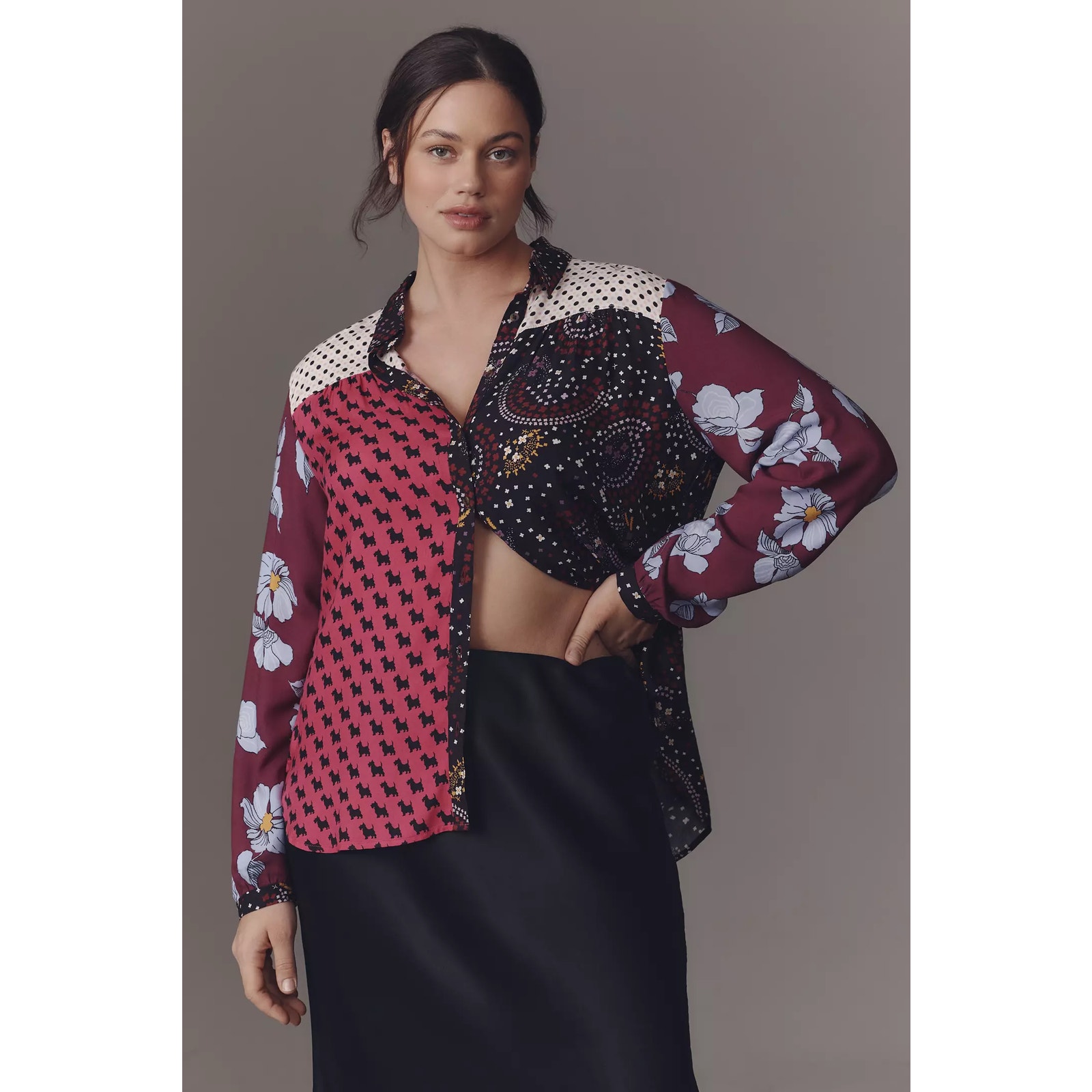 nwt ANTHROPOLOGIE MAEVE sz 3X The Paz Buttondown in Canary Motif