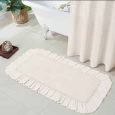 Beautiful Farmhouse/Country/Neutral Burlap Antique White Bathmat 27x48