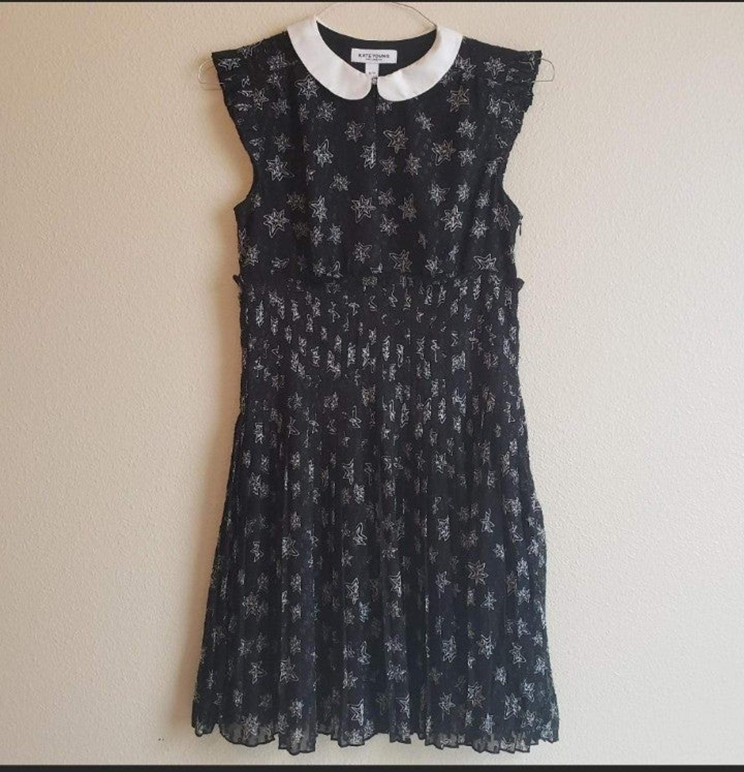 Sparkly Star Pleated Collared Lined Dress womens Size xs