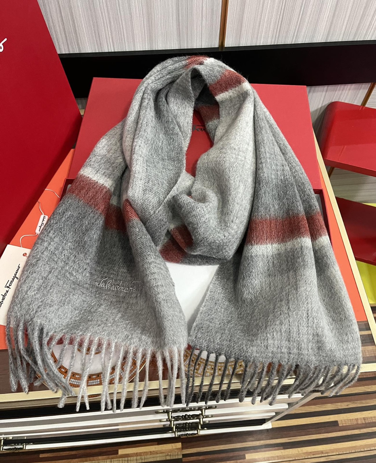 Grey matching scarf