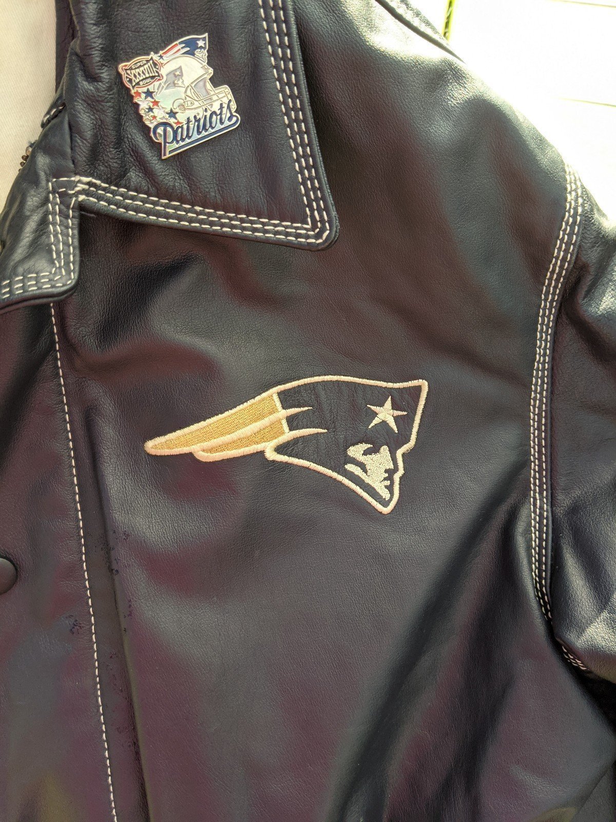 100 percent leather NFL G111 New England Patriots men's coat
