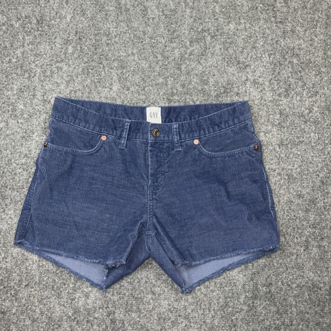 GAP Shorts Womens Size 6 Blue Coduroy Fray hem Casual Beach Skater