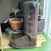 UGG Women’s 7 Classic Cardy Knit Convertible Brown & Gold Metallic Tall Boots