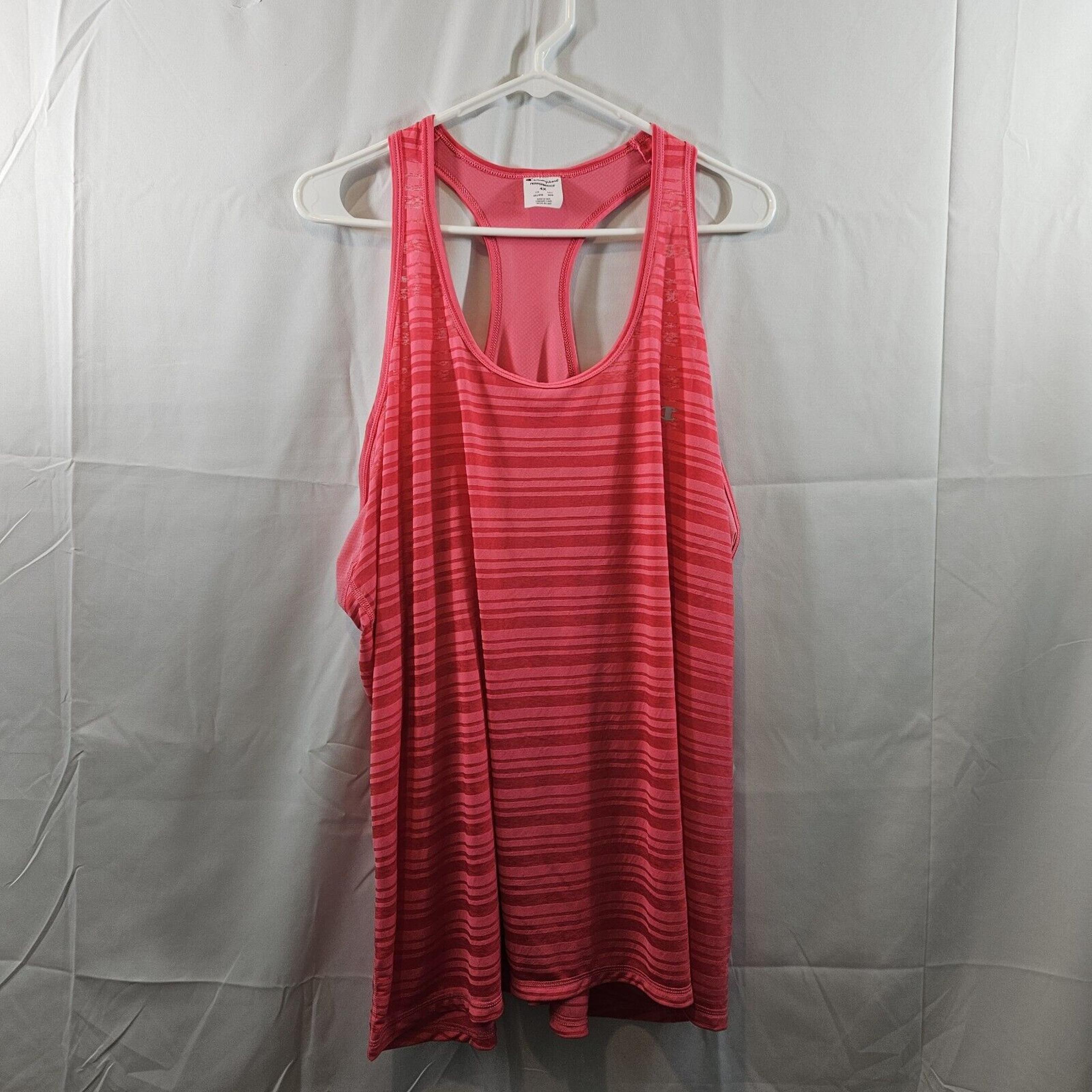 Champion Pink Striped Tank Top Women Racerback Workout Activewear 4X