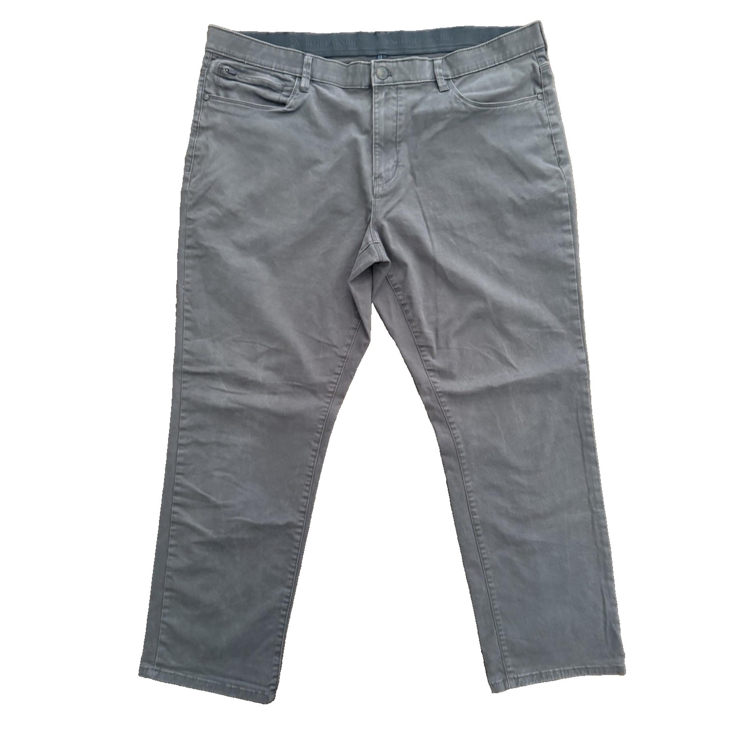 English Laundry Dark Gray Khakis Flat Front Cotton/Spandex  Men Size 40X30