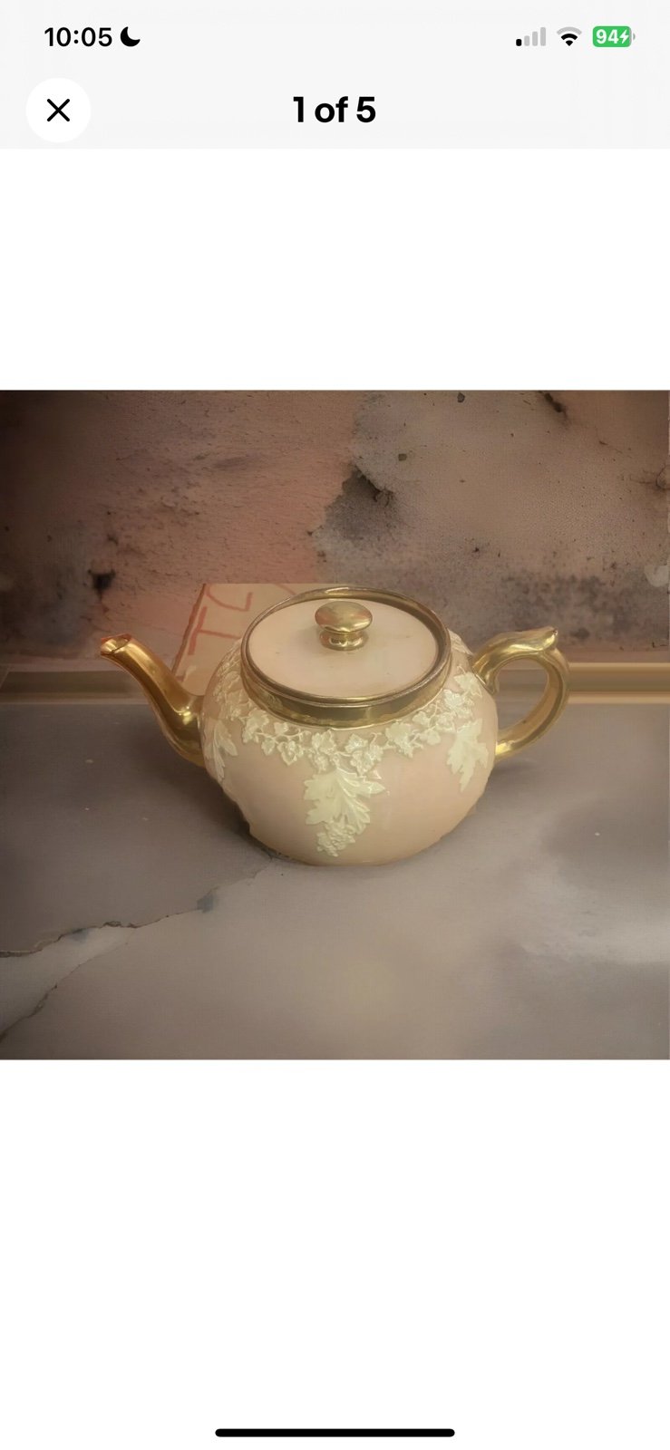 Vintage Gibson's Relief Modelled & Guilded Teapot Stafordshire 1930s