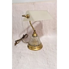 Brass and Glass Desk Lamp w/Frosted Glass Shade