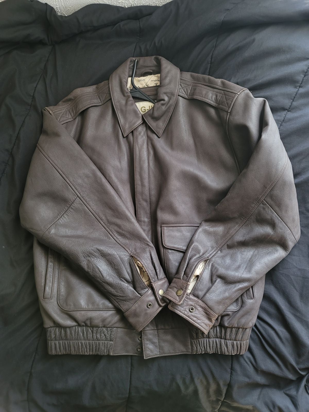Mens Leather G-III Bomber Jacket
