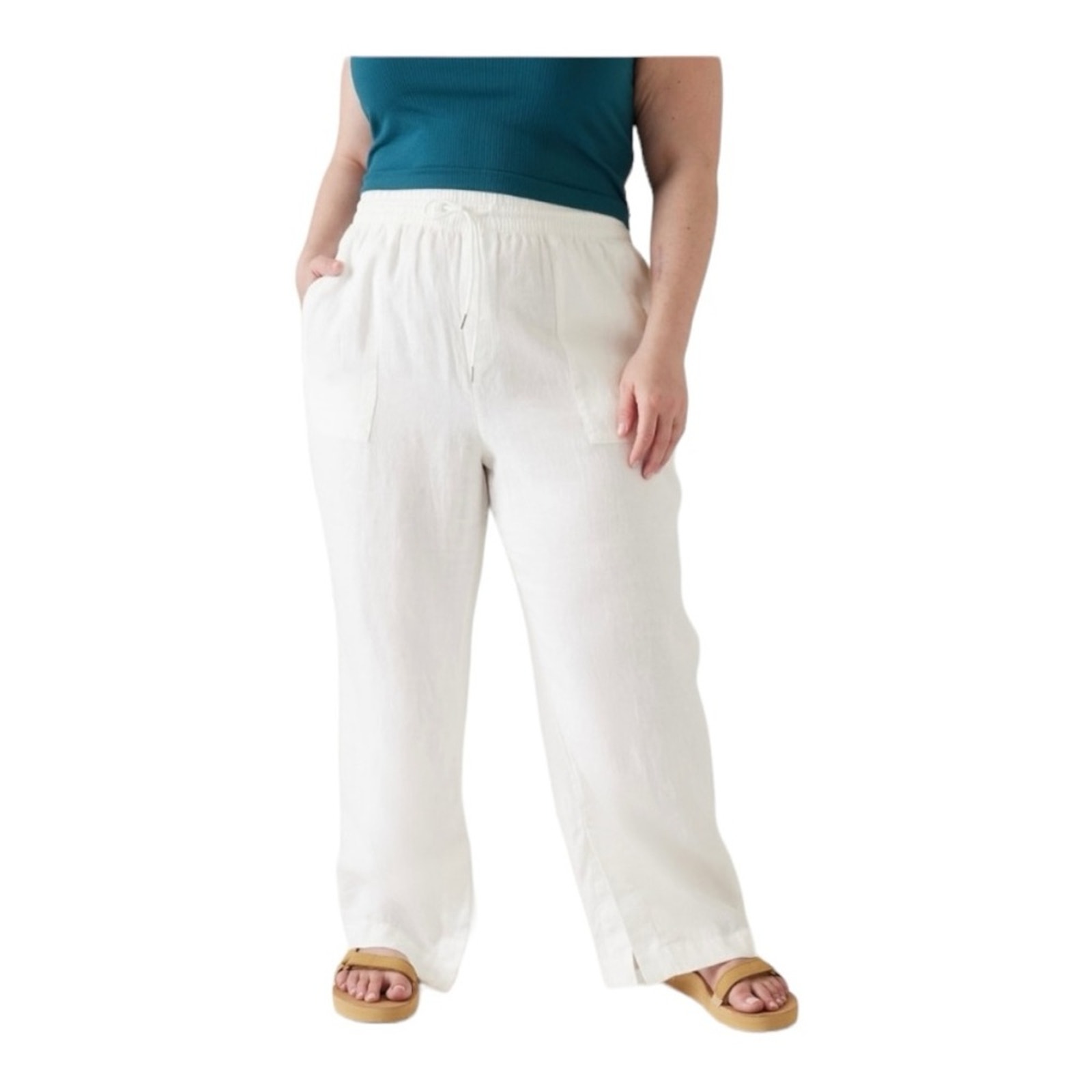 Athleta women's size 3x linen retreat wide legs pants beach casual mini athleisu