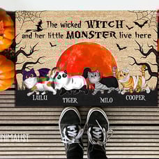 Personalized Halloween Cat Welcome People Doormat Custom Door Mat For Pet Lovers
