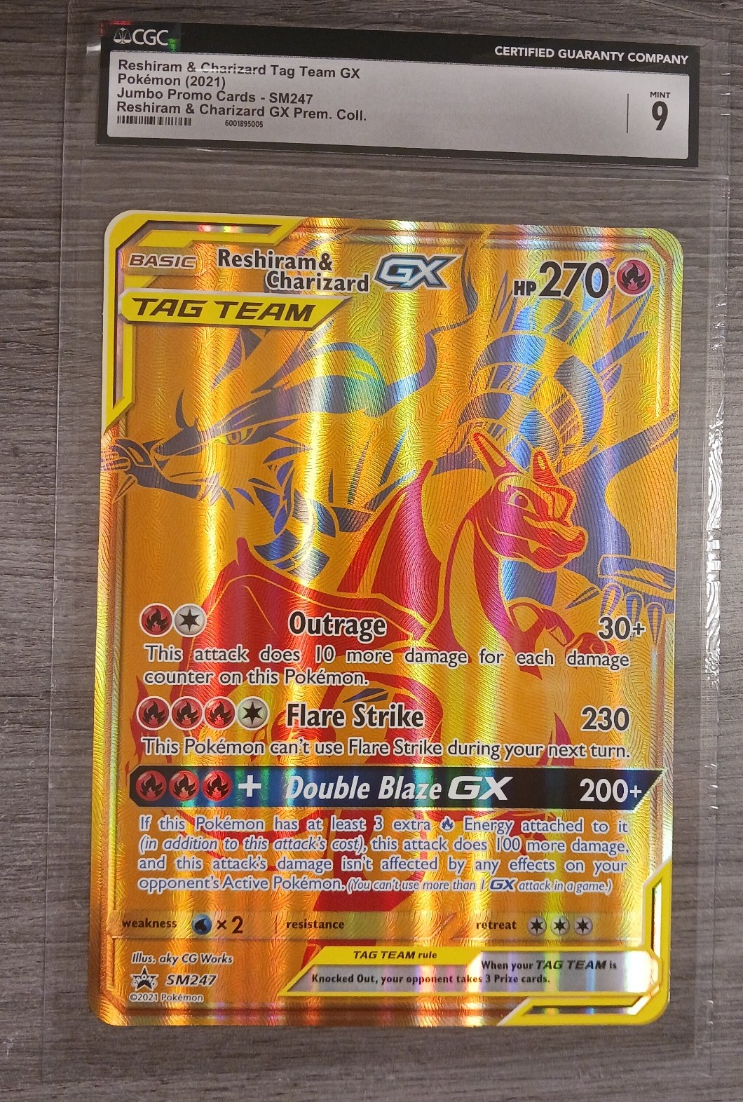 CGC 9 Reshiram and Charizard Tag Team GX Jumbo Card