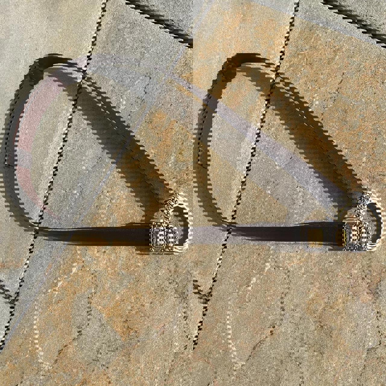 Retro Metal Hook Buckle Brown Leather Belt