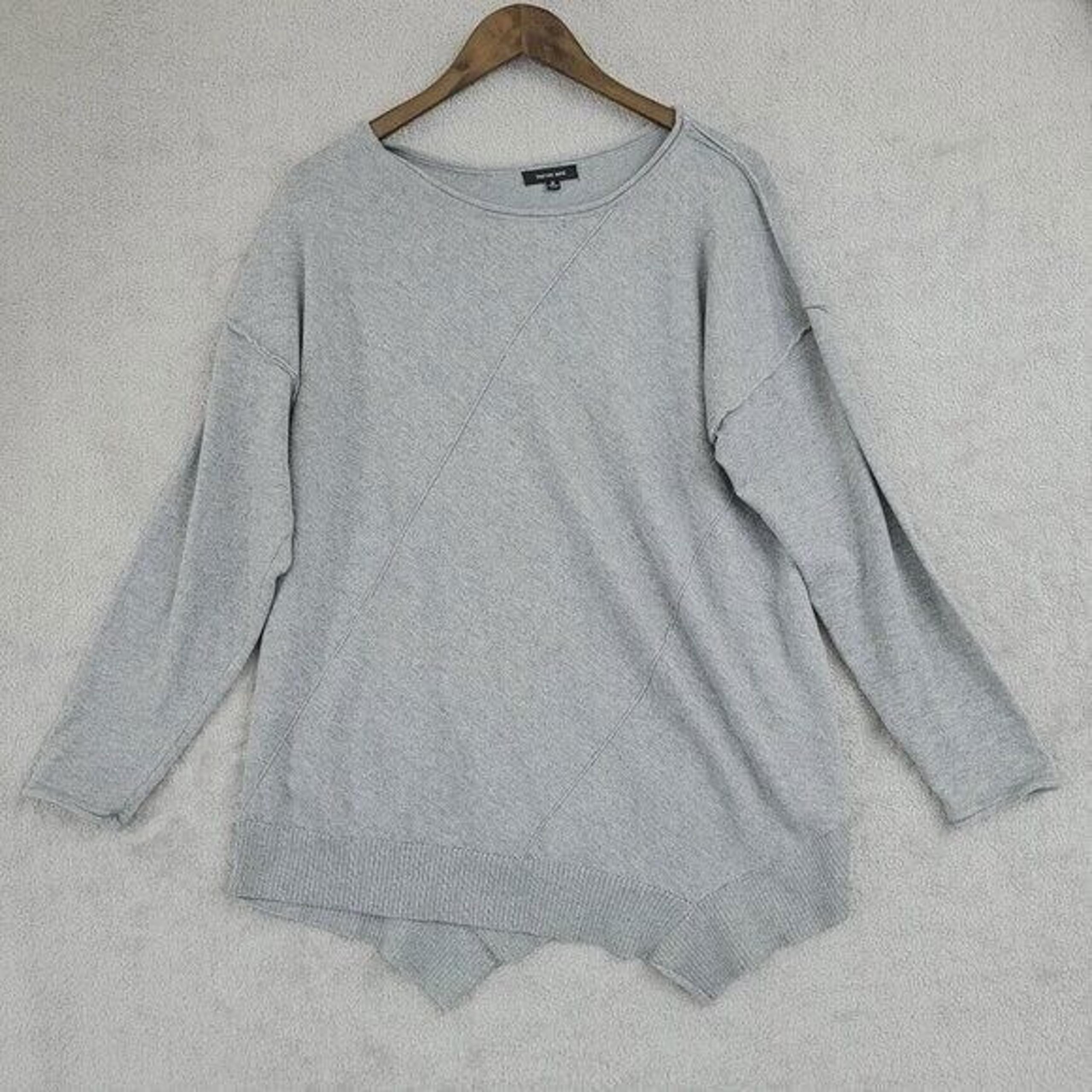 Verve Ami Womens Asymmetrical Hem Sweater 1X Gray Polyester Rayon Blend 4PT