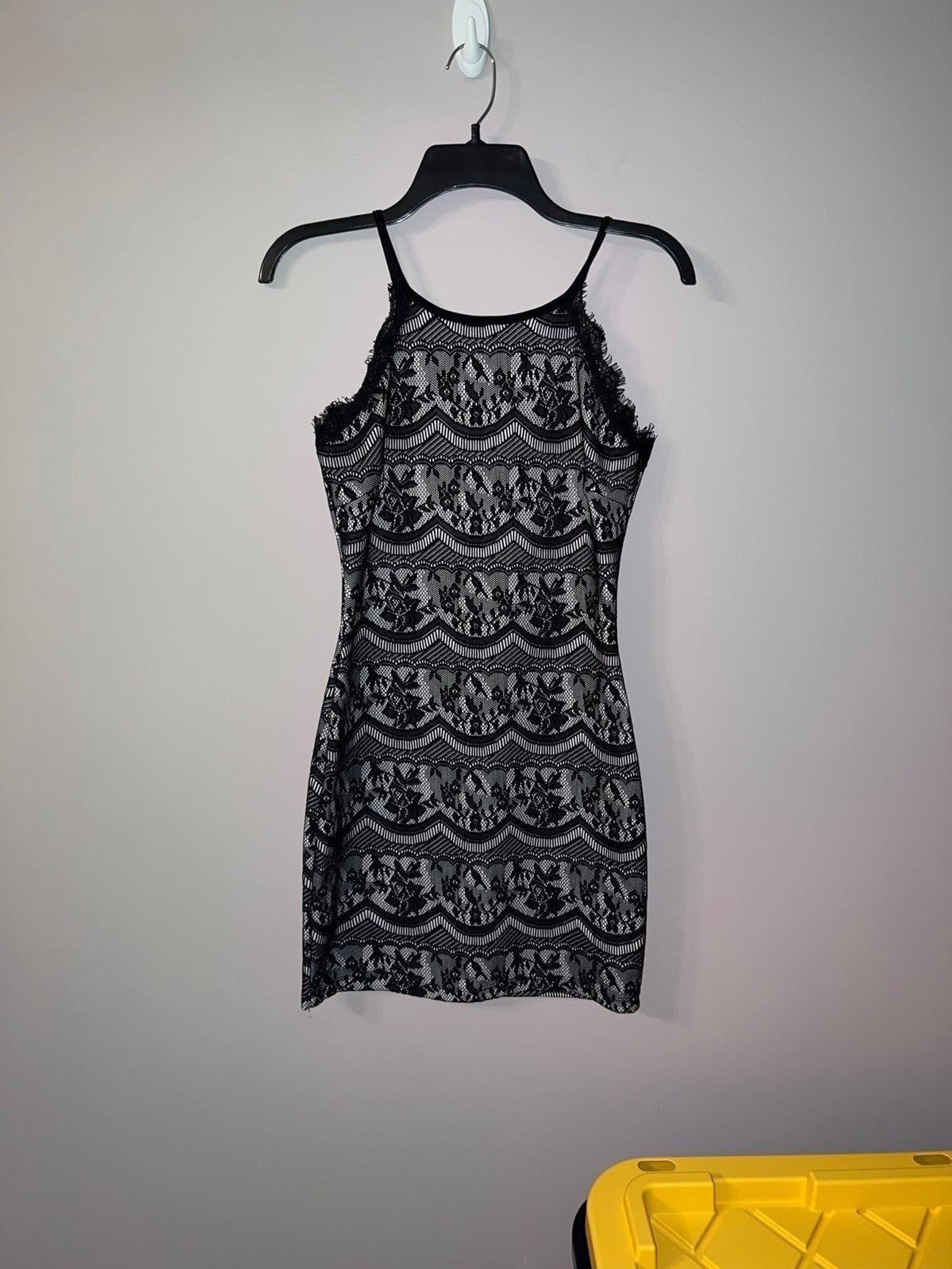 1570 WINDSOR Black Lace Tank Cocktail Party Dress small